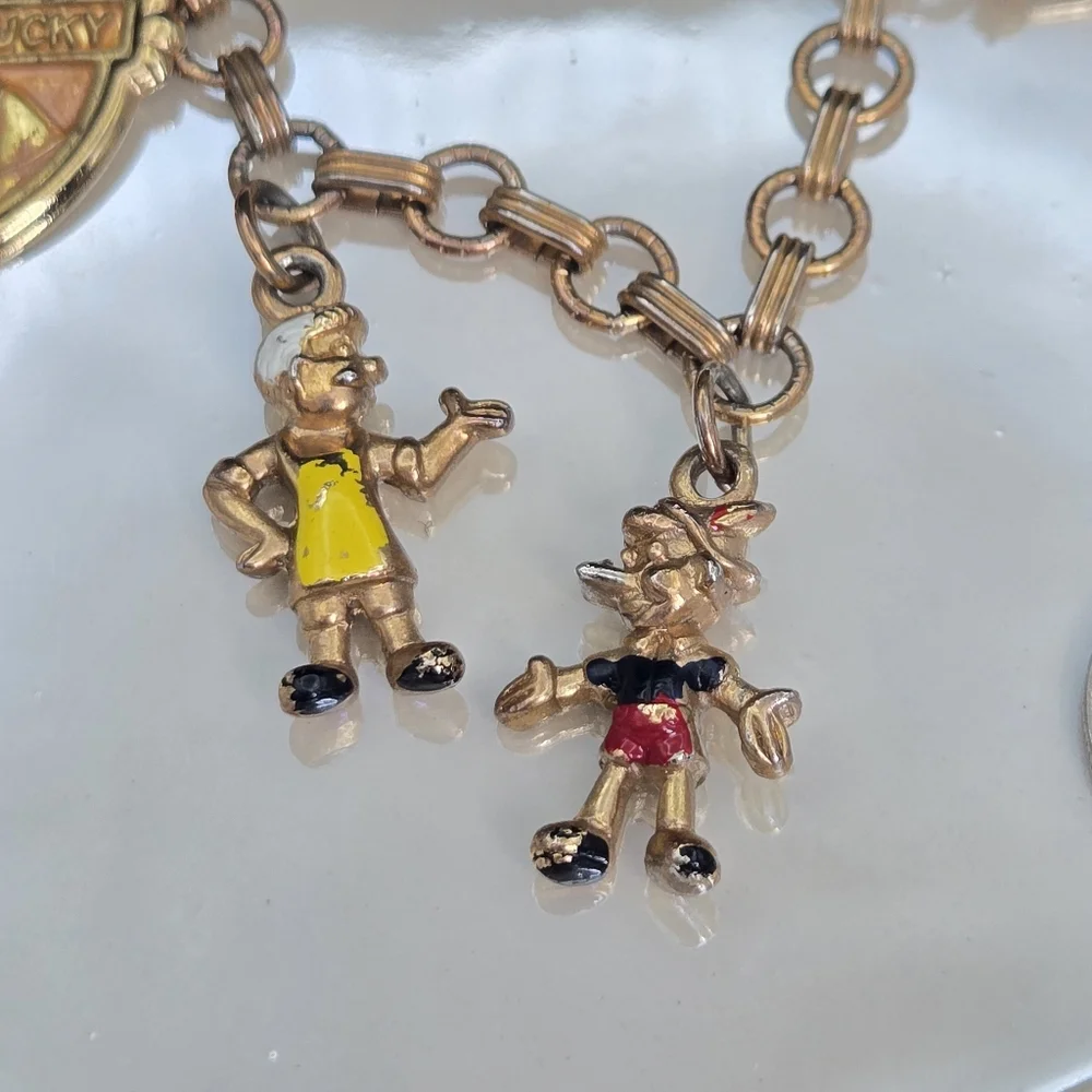 Walt Disney Production Vintage Pinocchio Charm Bracelet